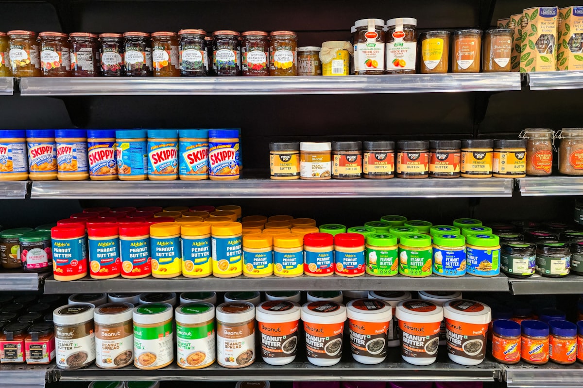 World food products merchandised on shelf